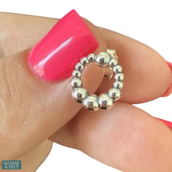 Pandora Beads of Life Circle Stud Earrings Sterling Silver S925 ALE NEW - Picture 3 of 4